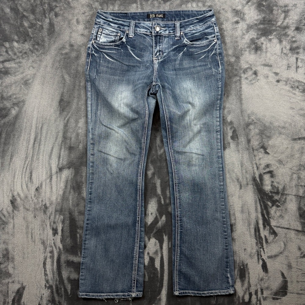 ZCO Jeans Bootcut Jeans Womens 11 Blue Medium Wash Rhinestone Whiskered Stretch